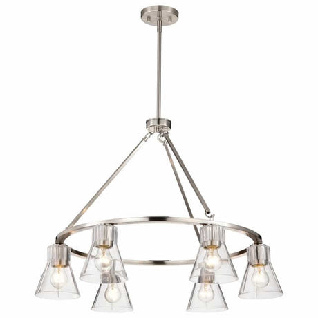 Nuvo 60-8335 Gianna 6 Light Chandelier Clear Glass Brushed Nickel Finish 120V