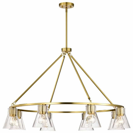 Nuvo 60-8346 Gianna 8 Light Chandelier Clear Glass Vintage Brass Finish 120V