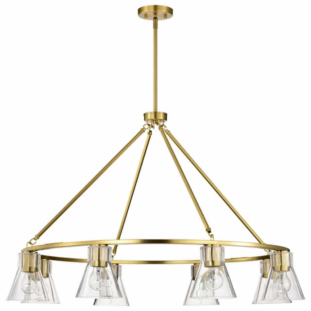 Nuvo 60-8346 Gianna 8 Light Chandelier Clear Glass Vintage Brass Finish 120V