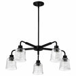Nuvo 60-8611 Grayson 5 Light Chandelier Clear Ribbed Glass Matte Black Finish 120V