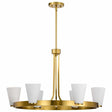 Nuvo 60-8726 Royale 6 Light Chandelier Ribbed White Glass Burnished Brass Finish 120V