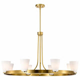 Nuvo 60-8729 Royale 8 Light Chandelier Ribbed White Glass Burnished Brass Finish 120V