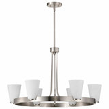 Nuvo 60-8736 Royale 6 Light Chandelier Ribbed White Glass Brushed Nickel Finish 120V