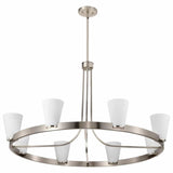 Nuvo 60-8739 Royale 8 Light Chandelier Ribbed White Glass Brushed Nickel Finish 120V