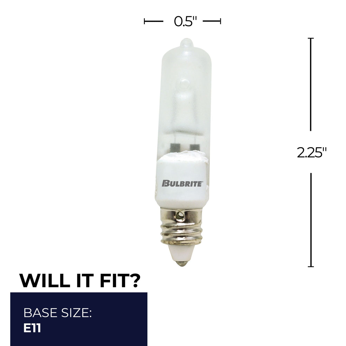 Bulbrite 860797 Bulbrite Pack of (5) 50 Watt Dimmable Frost T4 Mini-Candelabra (E11) Halogen Light Bulbs