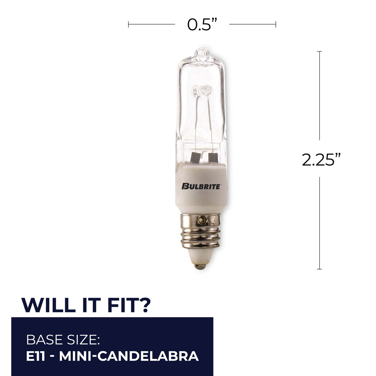 Bulbrite 860800 Bulbrite Halogen Pack of (5) Dimmable 120-Volt T4 Mini Bulbs with Clear Glass Finish and Mini-Candelabra (E11) Screw Base, 100 Watt, 2900K (Soft White Light)