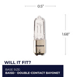 Bulbrite 860809 Bulbrite Pack of (5) Halogen T4 Double-Contact Bayonet Base (BA15D) Light Bulb, 50 Watt, Clear