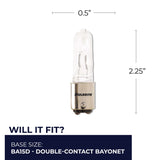 Bulbrite 860813 Bulbrite Pack of (5) 100 Watt Dimmable Clear T4 Double-Contact Bayonet (BA15D) Halogen Bulb