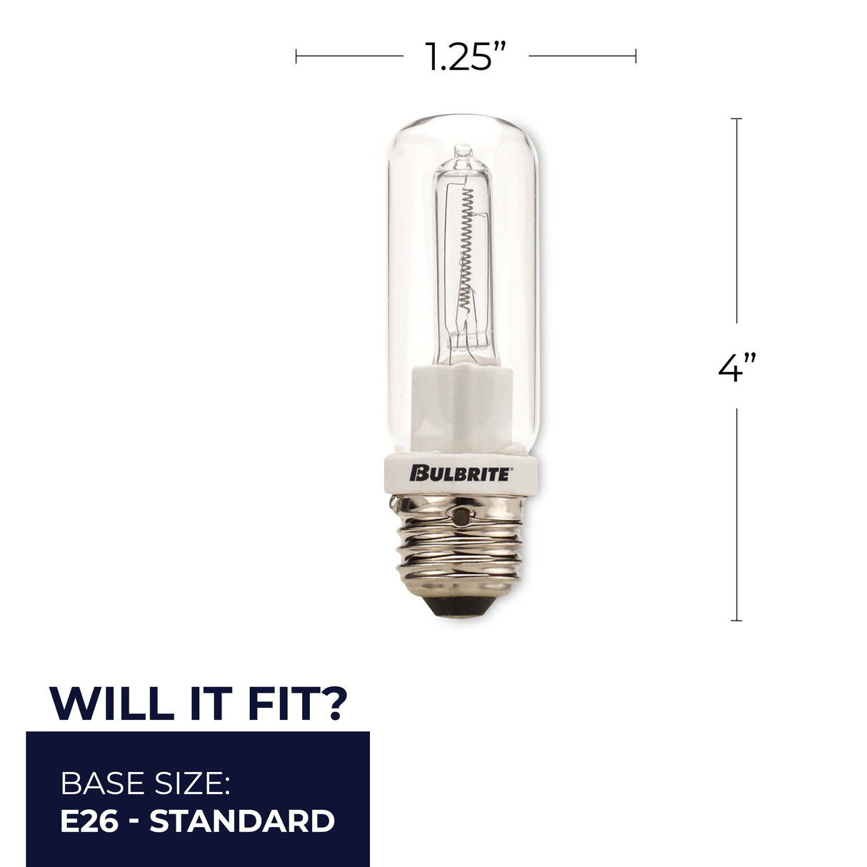 Bulbrite 860767 Bulbrite Pack of (4) Halogen Double Envelope T10 Medium Screw Base (E26) Light Bulbs, 250 Watt, Clear