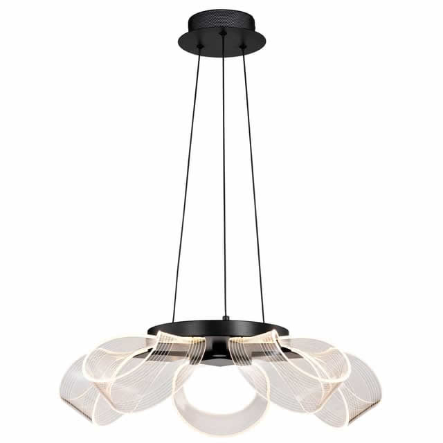 Nuvo 62-2036 Barnett 21-Inch 5 Light Chandelier Silk Screened Acrylic Glass Matte Black Finish 120V