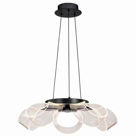 Nuvo 62-2036 Barnett 21-Inch 5 Light Chandelier Silk Screened Acrylic Glass Matte Black Finish 120V