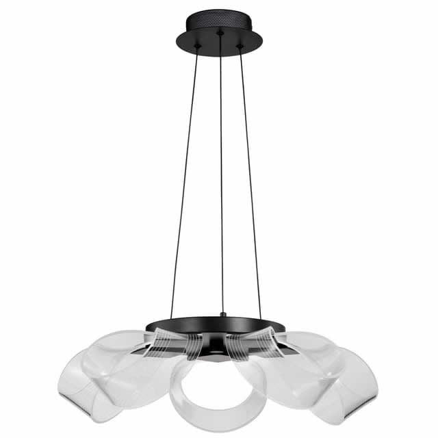 Nuvo 62-2036 Barnett 21-Inch 5 Light Chandelier Silk Screened Acrylic Glass Matte Black Finish 120V