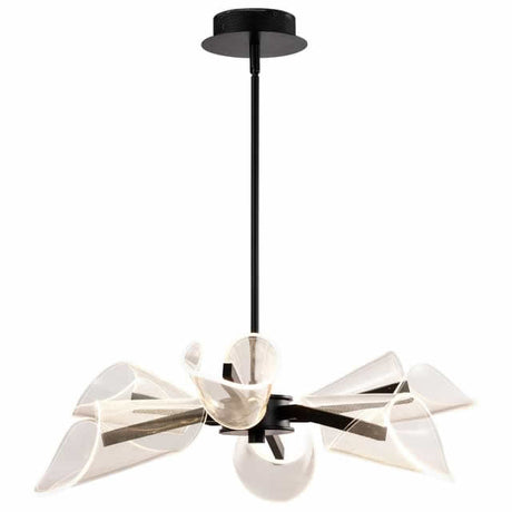 Nuvo 62-2281 Sedona 28-Inch 6 Light Chandelier Silk Screened Acrylic Glass Matte Black Finish 120V