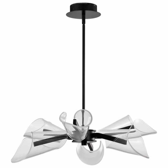 Nuvo 62-2281 Sedona 28-Inch 6 Light Chandelier Silk Screened Acrylic Glass Matte Black Finish 120V