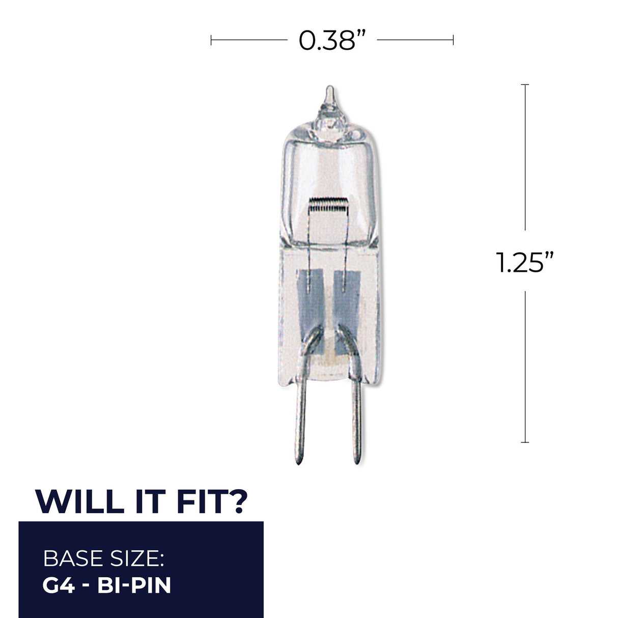 Bulbrite 860781 Bulbrite Pack of (10) Halogen Mini T3 JC Bi-Pin Base (G4) Light Bulbs, 20 Watt, Clear