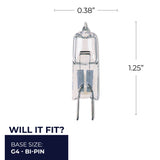 Bulbrite 860781 Bulbrite Pack of (10) Halogen Mini T3 JC Bi-Pin Base (G4) Light Bulbs, 20 Watt, Clear