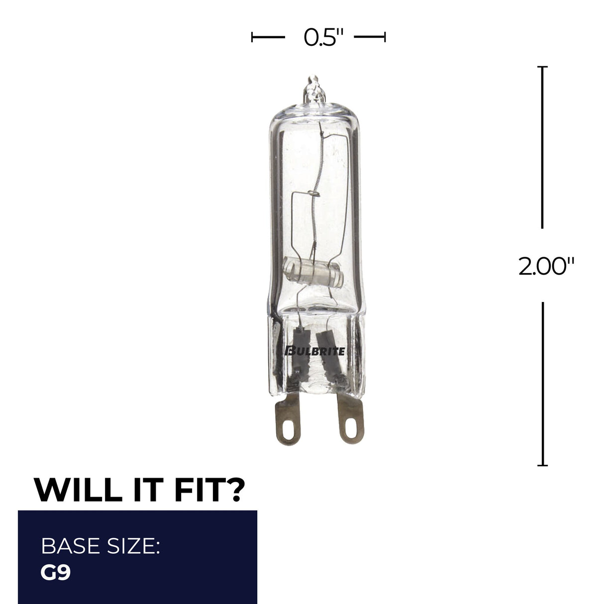Bulbrite 860830 Bulbrite Pack of (5) 60 Watt Dimmable Clear T4 Bi-Pin (G9) Mini Halogen Light Bulbs