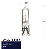 Bulbrite 860830 Bulbrite Pack of (5) 60 Watt Dimmable Clear T4 Bi-Pin (G9) Mini Halogen Light Bulbs