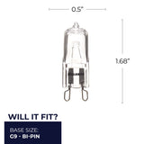 Bulbrite 860831 Bulbrite Pack of (5) 75 Watt Dimmable Clear T4 Bi-Pin (G9) Mini Halogen Light Bulbs