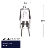 Bulbrite 860840 Bulbrite Pack of (5) 50 Watt Dimmable Clear T4 Bi-Pin (GY8) Halogen Bulb