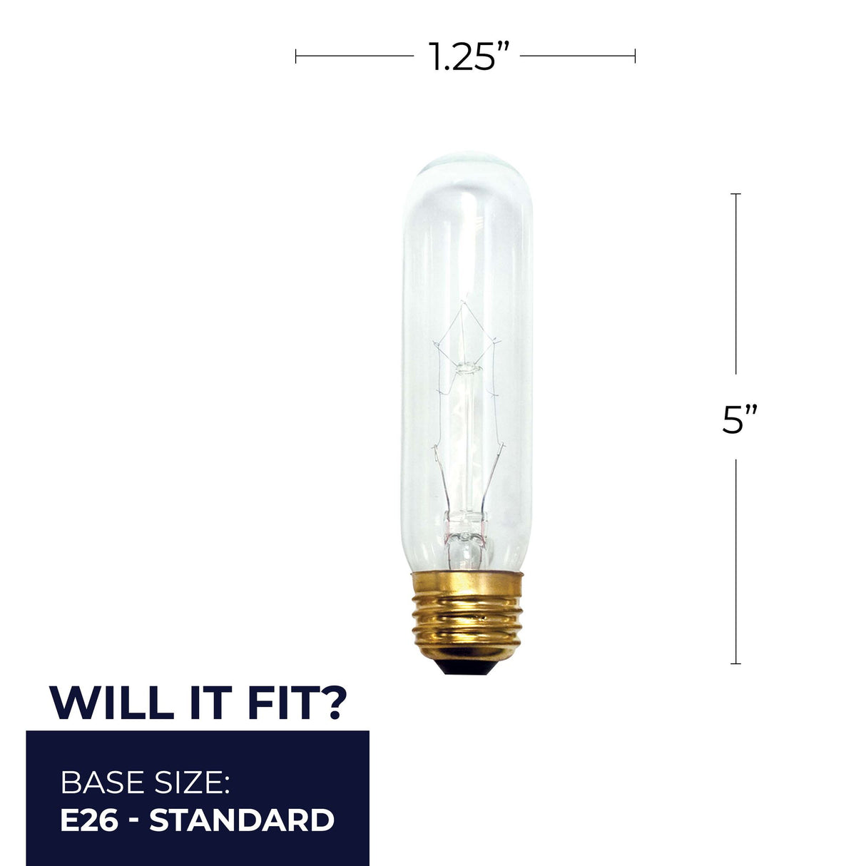 Bulbrite 861273 60W T10 TUBULAR CLEAR E26 130V-25PK