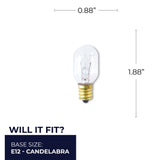 Bulbrite 861283 Bulbrite Incandescent T7 Candelabra Screw Base (E12) Light Bulb, 15 Watt, Clear, Pack of 25