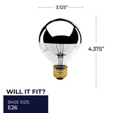 Bulbrite 862024 100W Incandescent G25 Light Bulb 2700K Dimmable E26 900 Lumens 120V 6PK
