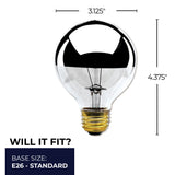 Bulbrite 861931 40W Incandescent G25 Light Bulb 2700K Dimmable E26 280 Lumens 120V 6PK