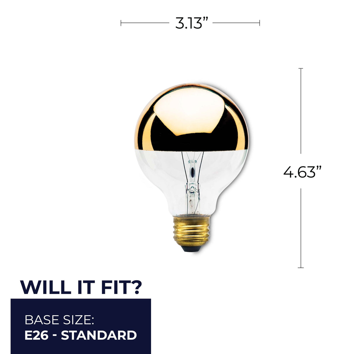Bulbrite 861108 Bulbrite Incandescent Pack of (6) Dimmable 40 Watt Half Gold Globe G25 Light Bulbs with Medium (E26) Screw Base, 2700K (Warm White Light)