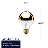 Bulbrite 861108 Bulbrite Incandescent Pack of (6) Dimmable 40 Watt Half Gold Globe G25 Light Bulbs with Medium (E26) Screw Base, 2700K (Warm White Light)