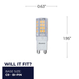 Bulbrite 861513 Bulbrite LED Pack of (2) 120-Volt Frost T5 Specialty Mini Bulbs with G9 (Bi-Pin) Base, 3.5 Watt, 3000K (Soft White Light)