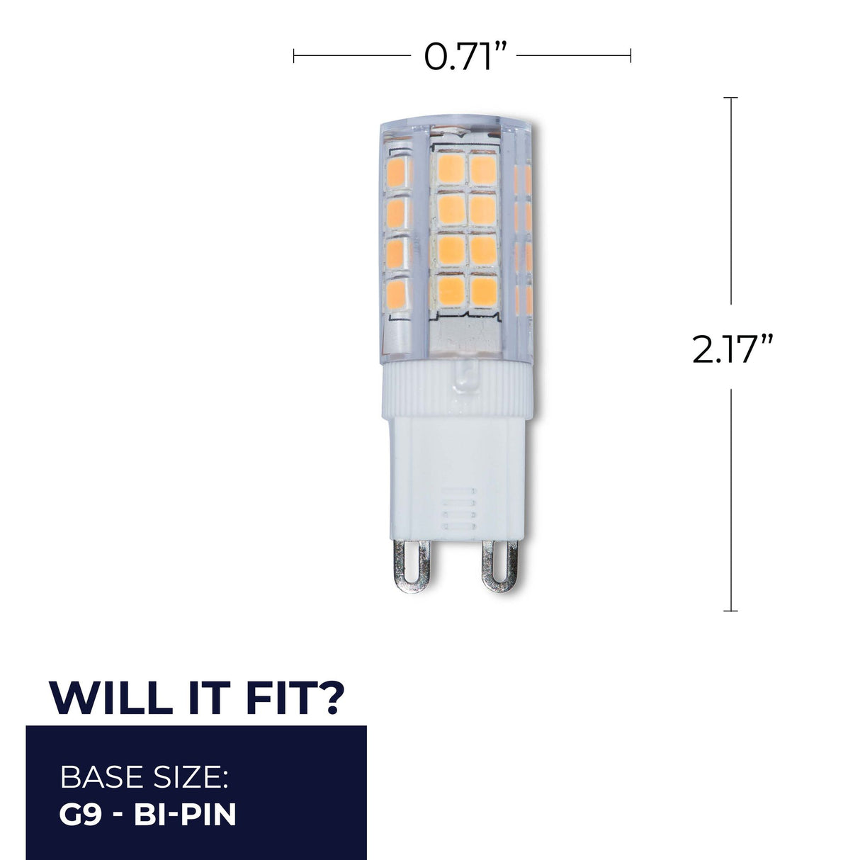 Bulbrite 861514 Bulbrite LED Mini T6 Dimmable Bi-Pin Base (G9) Light Bulb 35 Watt Equivalent 3000K, Clear 2-Pack
