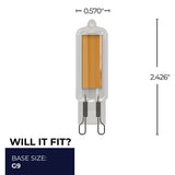 Bulbrite 862862 Bulbrite LED Filament Pack of (4) 3.5 Watt Mini T4 Light Bulbs with Clear Finish and Bi-Pin (G9) Base - 2700K (Warm White Light), 300 Lumens
