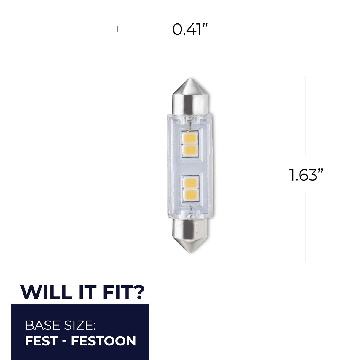 Bulbrite 861533 Bulbrite LED Mini T3 Non-Dimmable Festoon Base 12V Light Bulb 20 Watt Equivalent 2700K, Clear 3-Pack