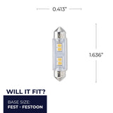 Bulbrite 861534 Bulbrite LED Mini T3 Non-Dimmable Festoon Base 24V Light Bulb 20 Watt Equivalent 3000K, Clear 3-Pack , Soft White