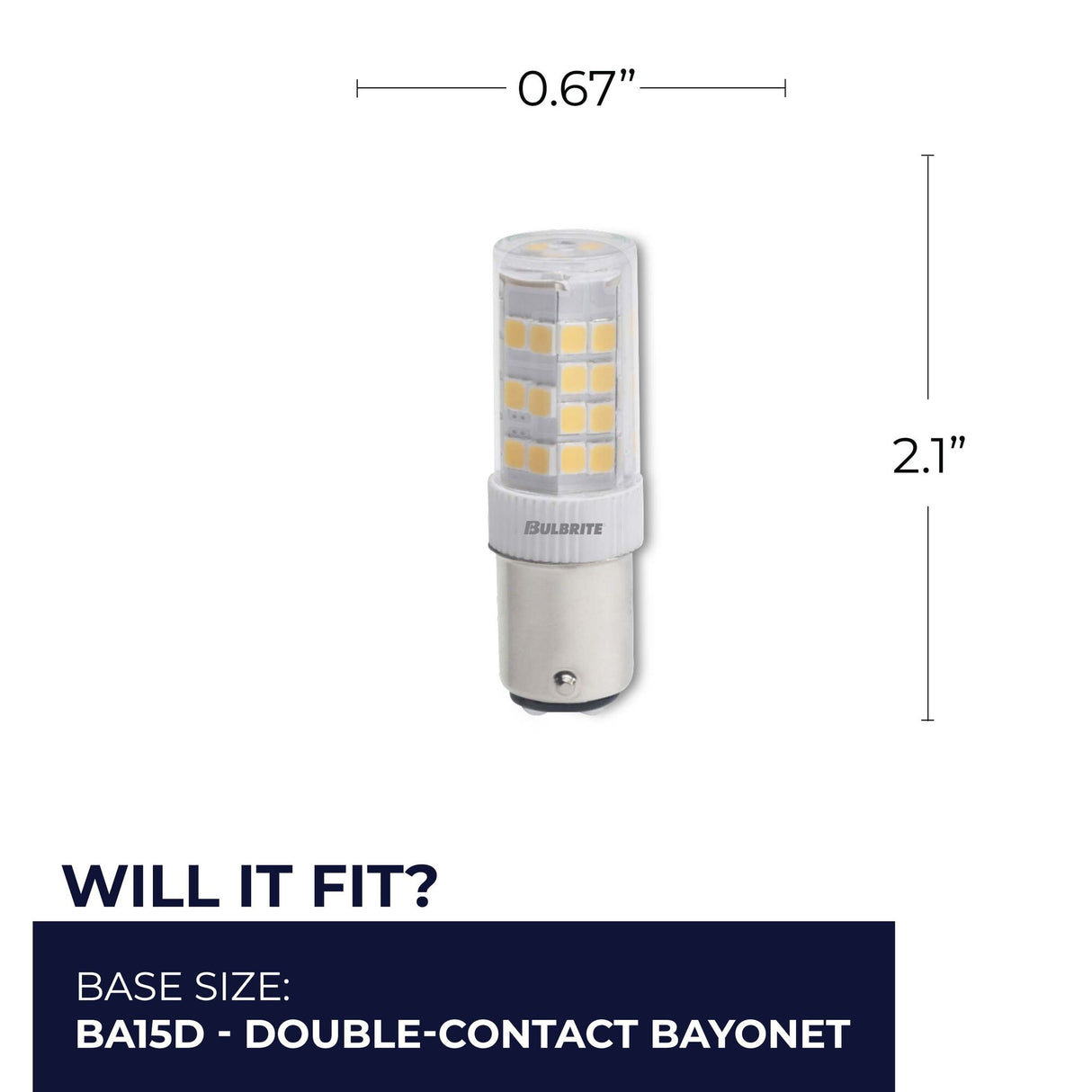 Bulbrite 861541 Bulbrite 4.5 Watt T5 Mini LED Light Bulb, Line Voltage Dimmable Double-Contact Bayonet Base (BA15D) Warm White Light Bulb (Pack of 2)