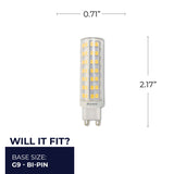 Bulbrite 862644 6.5W LED G9 Light Bulb 2700K Dimmable G9 700 Lumens 120V 2PK