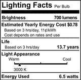 Bulbrite 862645 6.5W LED G9 Light Bulb 3000K Dimmable G9 700 Lumens 120V 2PK