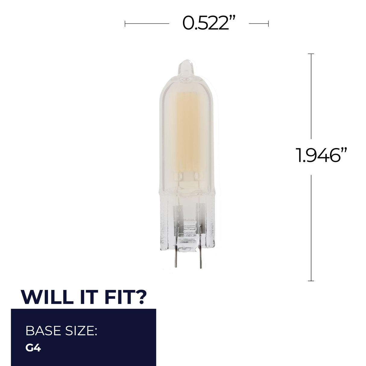 Bulbrite 862039 Bulbrite LED Filament Pack of (4) 1.8 Watt Dimmable T5 Light Bulb with Frost Glass Finish and (G4) Base - 2700K (Warm White Light), 140 Lumens