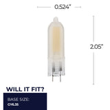 Bulbrite 862044 Bulbrite LED Filament Pack of (4) 1.8 Watt Dimmable T5 Light Bulb with Frost Glass Finish and (GY6.35) Base - 3000K (Soft White Light), 140 Lumens