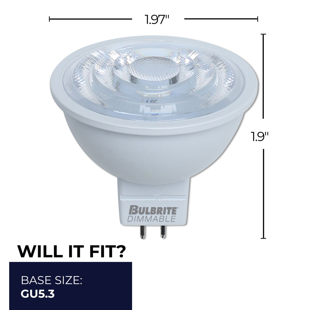 Bulbrite 862947 LED 7 Watt MR16 Light Bulb with a GU5.3 Base - 2700K (Warm White Light) 570 Lumens-4PK
