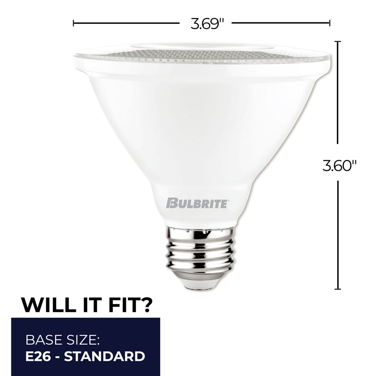 Bulbrite 861723 Bulbrite Pack of (4) 10 Watt Dimmable Flood PAR30 Short Neck Medium (E26) LED Light Bulb - 4000K (Cool White Light), 800 Lumens