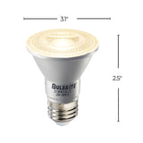 Bulbrite 861756 6.5W LED PAR20 Light Bulb 2700K Dimmable E26 488 Lumens 120V 6PK