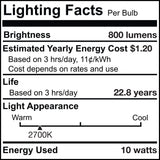 Bulbrite 861780 10W LED PAR30 Light Bulb 2700K Dimmable E26 800 Lumens 120V 6PK