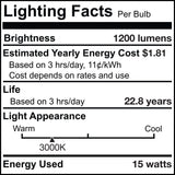Bulbrite 861796 15W LED PAR38 Light Bulb 3000K Dimmable E26 1200 Lumens 120V 2PK