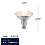 Bulbrite 861796 15W LED PAR38 Light Bulb 3000K Dimmable E26 1200 Lumens 120V 2PK