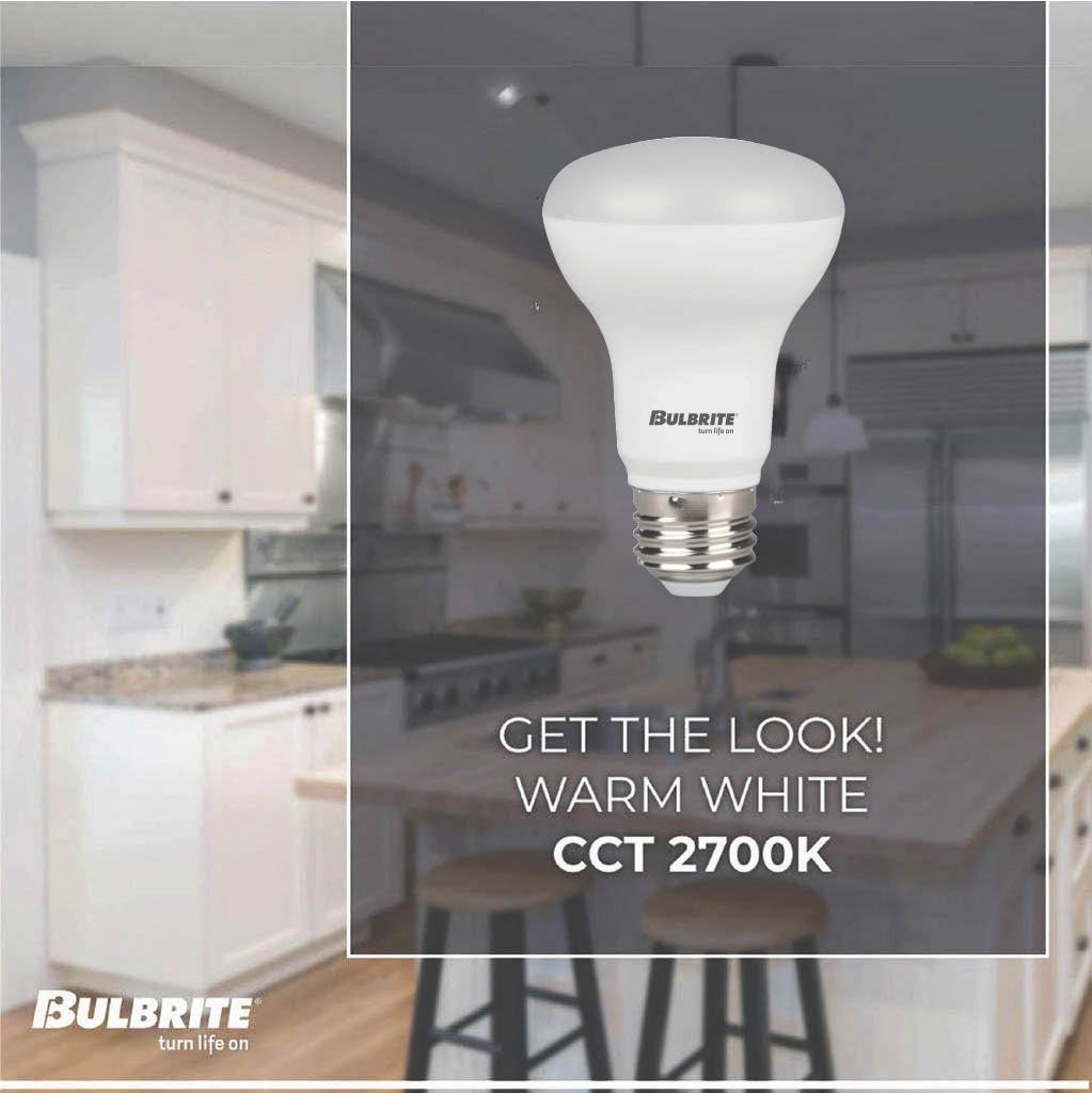 Bulbrite 862955 Bulbrite LED Filament 7 Watt Dimmable BR20 Light Bulb with Frost Glass Finish and Medium (E26) Base - 2700K (Warm White Light), 525 Lumens-4PK