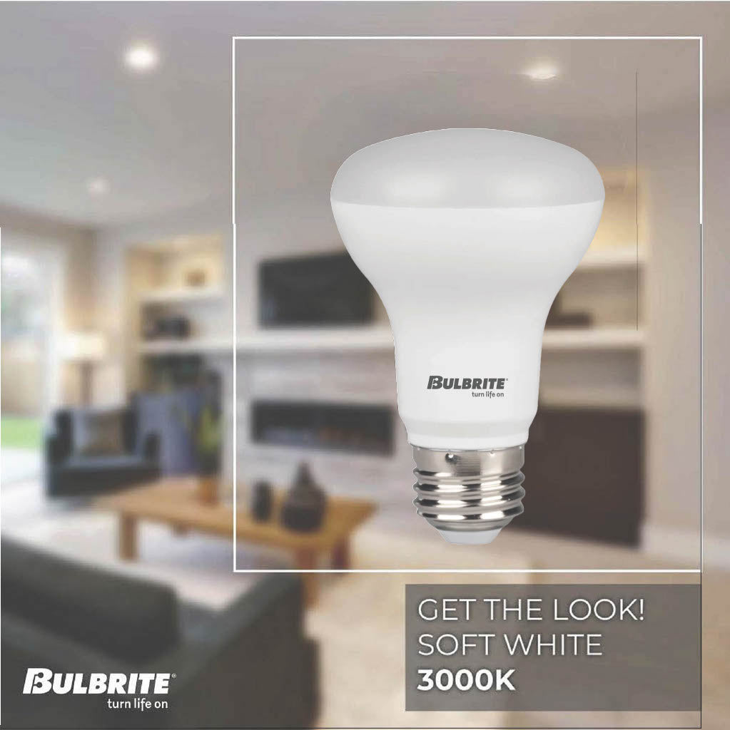 Bulbrite 862956 Bulbrite LED Filament 7 Watt Dimmable BR20 Light Bulb with Frost Glass Finish and Medium (E26) Base - 3000K (Soft White Light), 525 Lumens-4PK