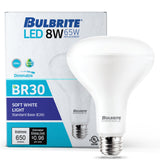 Bulbrite 862960 Bulbrite LED Filament 8 Watt Dimmable BR30 Light Bulb with Frost Glass Finish and Medium (E26) Base - 3000K (Soft White Light), 650 Lumens-24PK