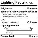 Bulbrite 862658 12W LED 4" Recessed Downlight 3000K Dimmable 1100 Lumens 120V 4PK